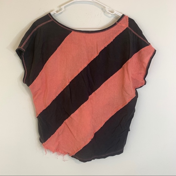 We The Free Chunky Diagonal Stripe Top Orange Grey - Picture 8 of 14